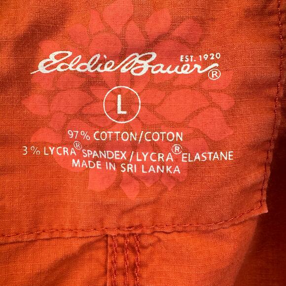 Eddie Bauer Orange Spring Lightweight Full Zip Hooded Jacket Womens Large - Picture 13 of 16